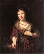 REMBRANDT Harmenszoon van Rijn Portrait of Saskia with a Flower oil